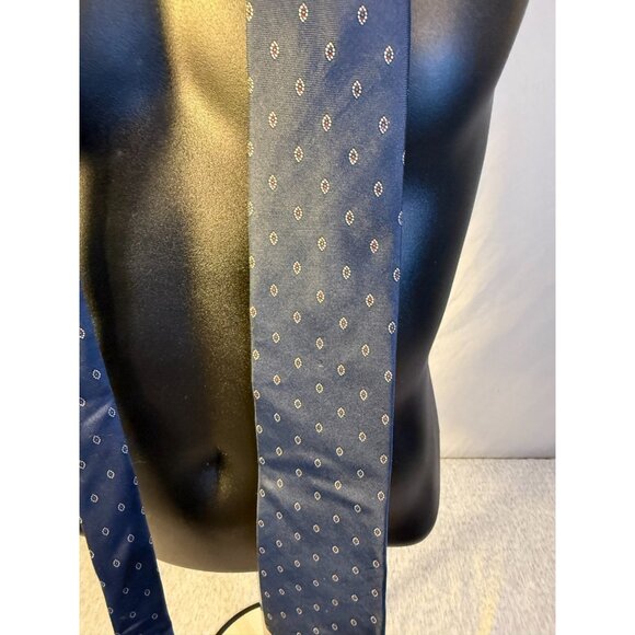 Adams Row Vintage Mens Neck Tie Navy Classic Pattern - Picture 2 of 3